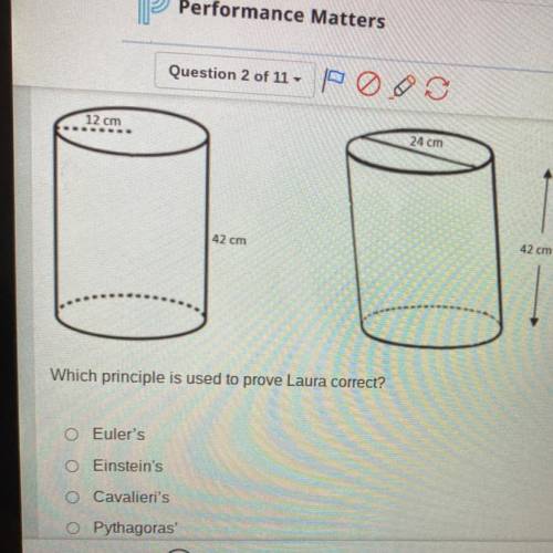 During math class, Laura stated that the two cylinders shown below have the same volume. Jean inter