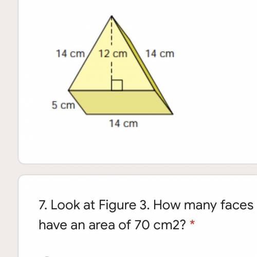 How many faces have an area of 70 cm2?