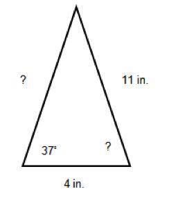 The following triangle is an isosceles triangle. What is the length of the missing side?

A. 4 in