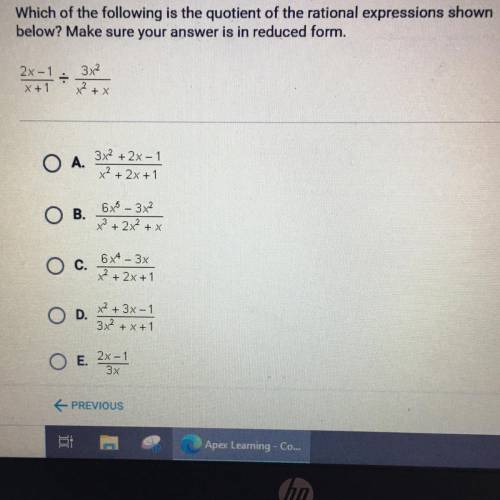 Which of the following is the quotient of the rational expressions shown

below? Make sure your an