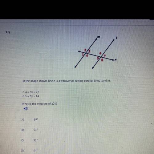 PLEASE HELP GEOMETRY DUE TODAY
What is the measure of