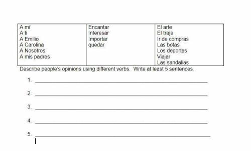Describe people’s opinions using different verbs. Write at least 5 sentences