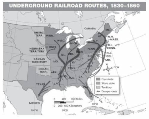 Using the map below, explain why the journey from Louisiana to Canada through Wisconsin would be es