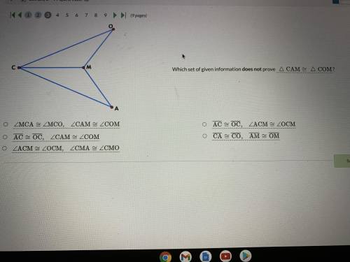 Which set of given information does not prove triangle can congruent to triangle com