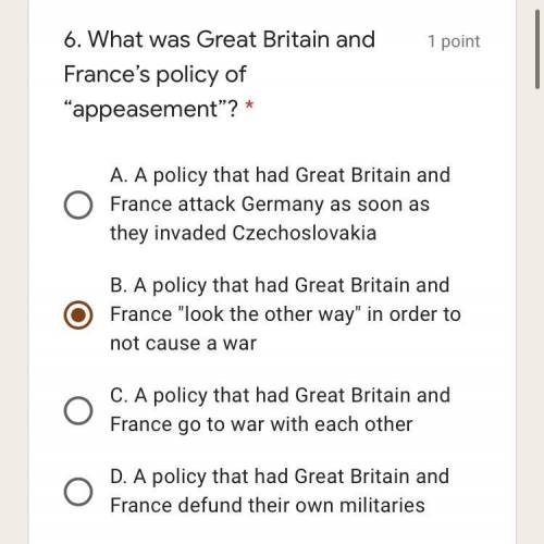 What was Great Britain and France’s policy of “appeasement”?