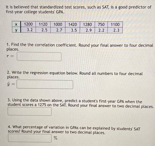 This stats question has 4 parts (questions) thank u!