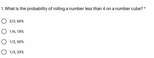 What is the probability of rolling a number less than 4 on a number cube?