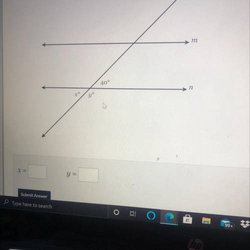 Please Find the value of x and y