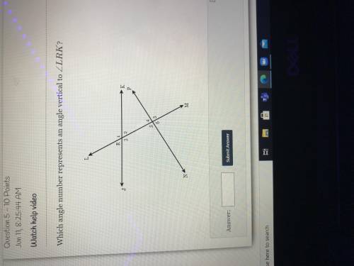 What’s the answer? which angle number represents an angle vertical to