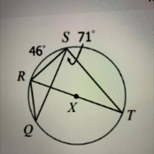 Find measure angle ST, and RQ, of circle