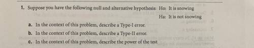 Suppose you have the following null and alternative hypothesis