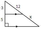 Solve for the value of x in the diagram: Show your work and explain the steps you used to solve.