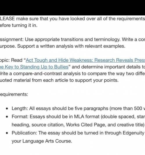 Please need it ASAP!!!

Writing a Compare-and-Contrast Essay about Presentation of IdeasAct Tough