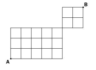 How many 12-step paths are there from A to B, going one unit to the right or one unit

up at each