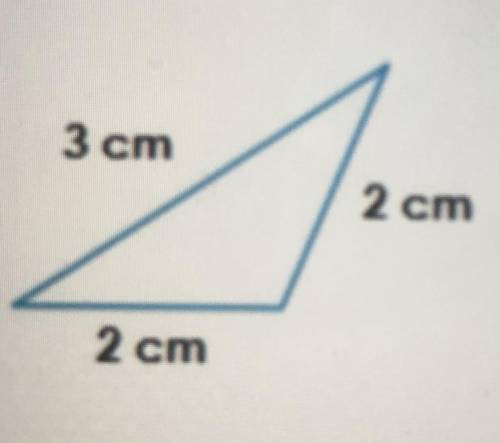 How many side of the triangle are congruent? Explain.

A) 0 
B) 2 
C)3 
D) not enough information