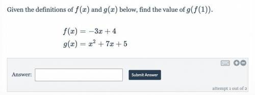 Given the definitions of f(x) and g(x) below, find the value of g(f(1))