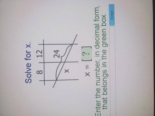 Intro to Proportions in Similar Triangles. Solve for x. I know the answer is 9.6 but how do you get