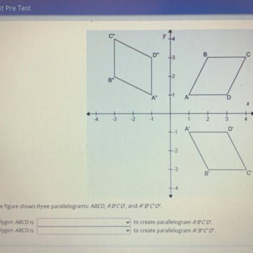 The figure shows three parallelograms: ABCD, A'BCD, and ABC'D.

Polygon ABCD is
Polygon ABCD is