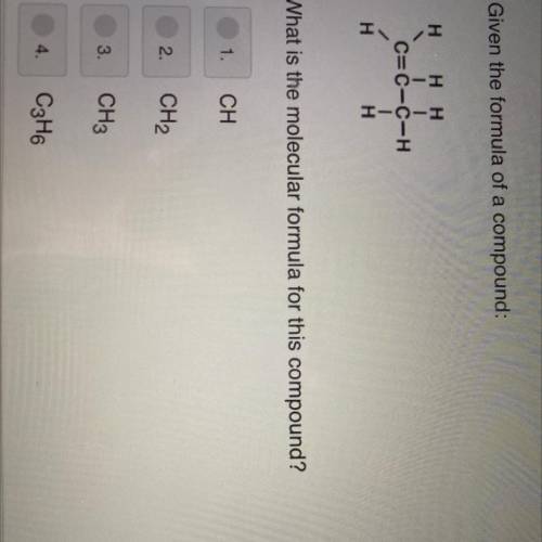 Given the formula of a compound:

H
HH
C=C-C-H
H
H
What is the molecular formula for this compound