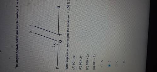 The angle shown below are supplementary. The measure of