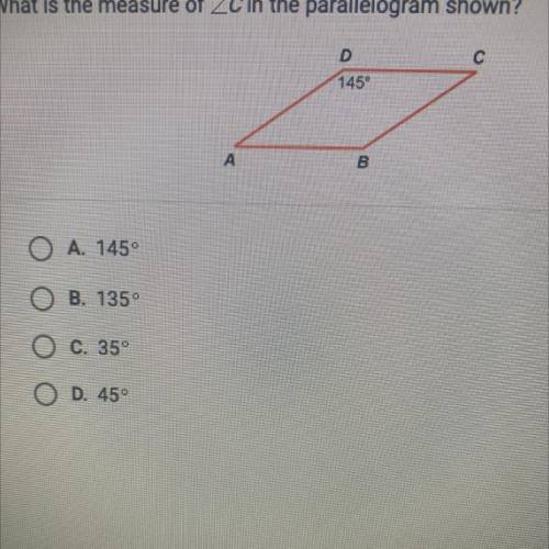 Question 5 of 27
What is the measure of ZC in the parallelogram shown?