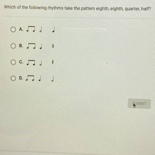 Which of the following rhythms take the pattern eighth, eighth, quarter, half?