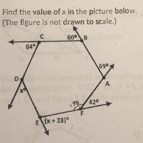 Find the value of x in the picture below. (Figure is not drawn to scale)