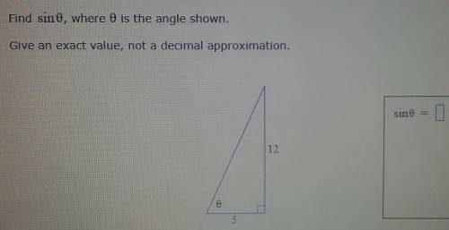 Find sin 0, where is the angle shown. Give an exact value, not a decimal approximation. (GIVING POI