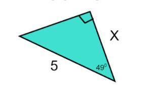 Given the following right triangle, Find the value of W to the nearest tenth.

A) 3.8B) 3.3C) 5.8D