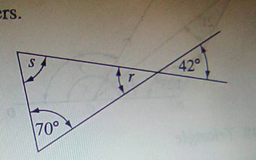 Evaluate angles s and r, giving reason for your answer​