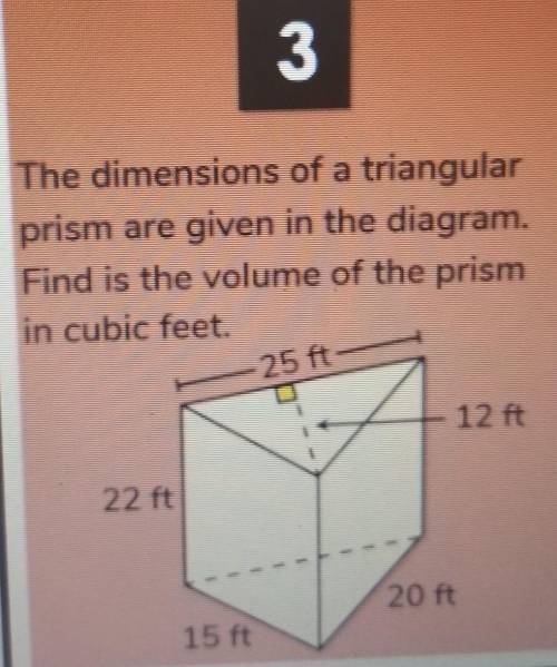 The dimensions of a triangular prism are given in the diagram find the volume of the prism in cubic