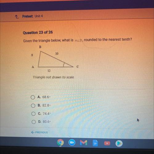 Given the triangle below what is m