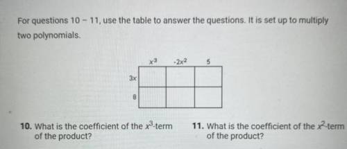 HELP PLEASE ... For questions 10 - 11, use the table to answer the questions. It is set up to multi