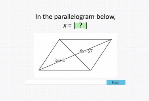 In the parallelogram below x=?