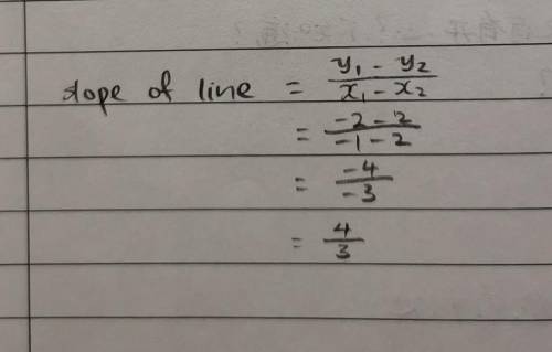 Find the slope of the line that passes through (2 2) and (-1 -2)