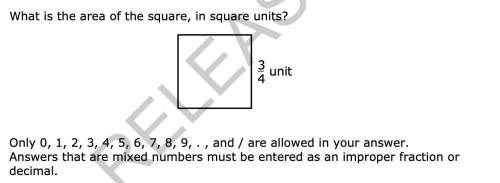 What is the area of the square,in square units?
3/4 unit