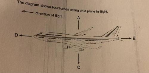 Just before take-off, the plane is speeding up along the ground.

Which statement is true?
Force B