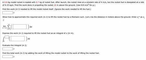 A 0.6-kg model rocket is loaded with 0.7 kg of rocket fuel. After launch, the rocket rises at a con