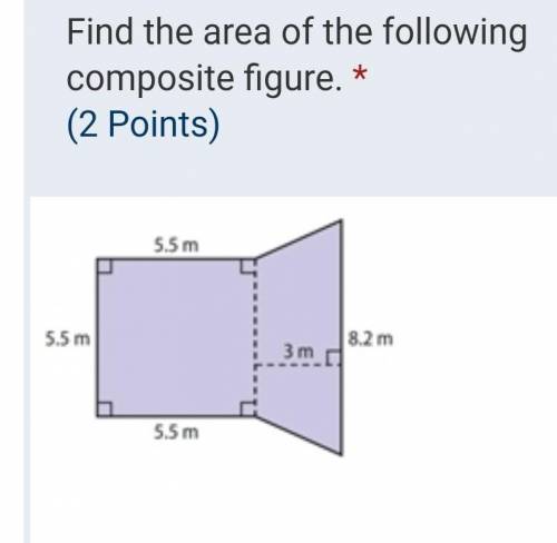 Find the area of the following composite figure please ​
