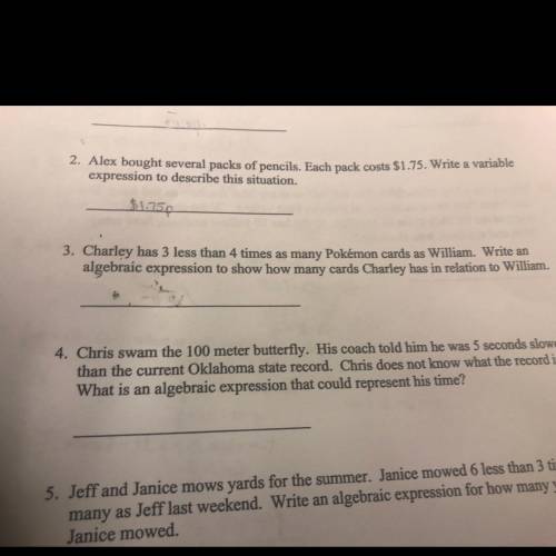 Can somebody help with number 3 and 5 please