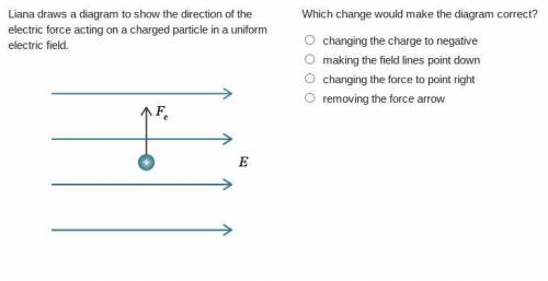Liana draws a diagram to show the direction of the electric force acting on a charged particle in a
