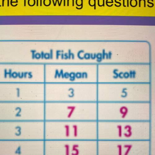 What ordered pair represents the total number of fish they each caught after four hours￼￼?