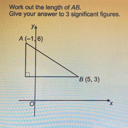 Workout the length of AB. Give your answers to 3 significant figures.