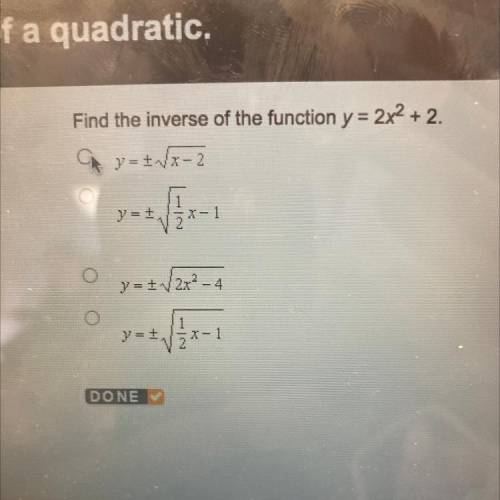 Find the inverse of the function y = 2x^2 + 2.