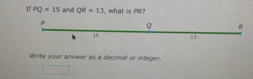If PQ = 15 and QR = 13, what is PR? Write your answer as a decimal or integer.​