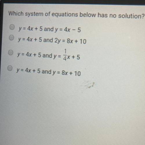 Which system of equations below has no solution