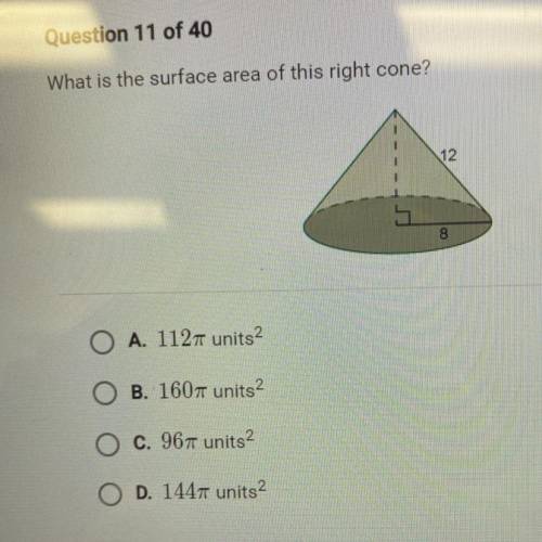 What is the surface area of this right cone?