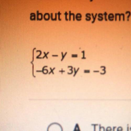 PLEASE HELP! Solve the system of equations by graphing on your own paper. What is true about the sy