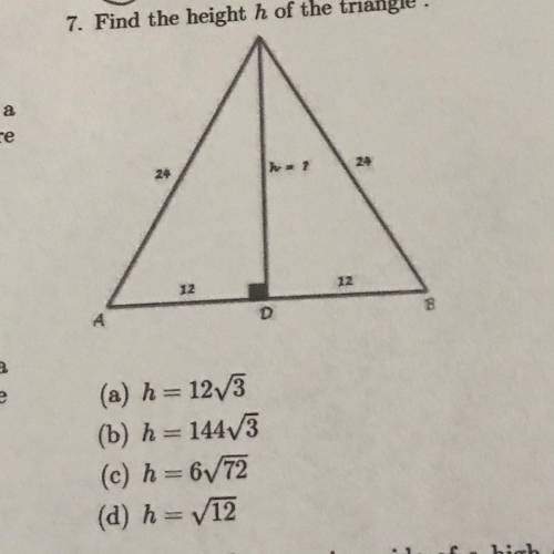 Find the height h of the triangle.