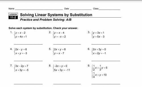 HELP PLSSSSS
Solve each system with substitution
